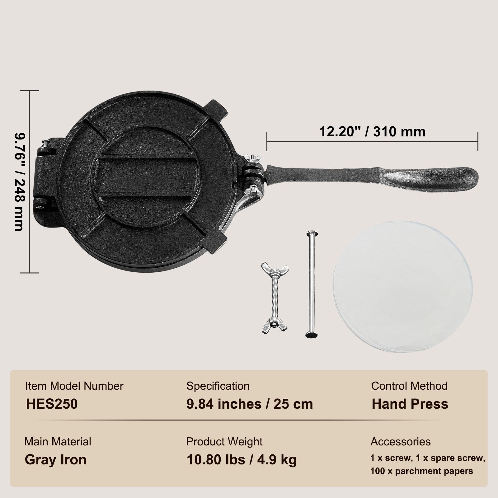 Prensa para Tortillas, Máquina - Tortilla Press Cast reseña y precio